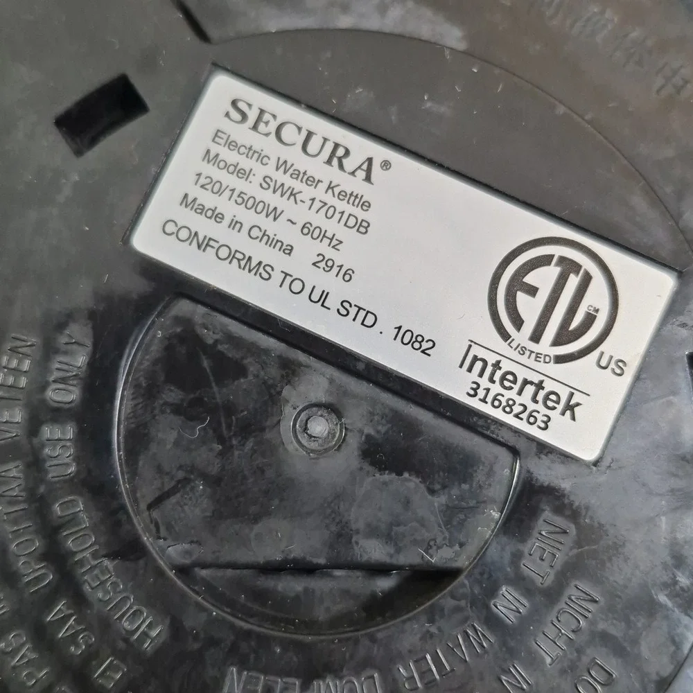 Secura SWK-1701DB Frother Base Replacement Electric Water Kettle Base Unit